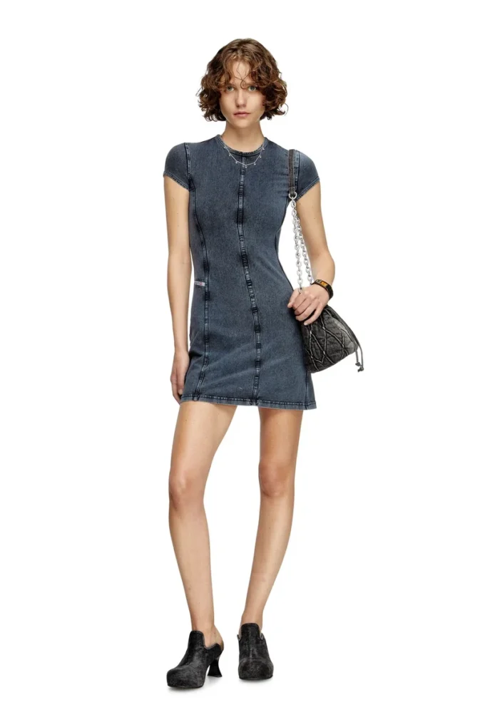 d-cupsleeves Rochie mini din jersey cu aspect denim d-cupsleeves Rochie mini din jersey cu aspect denim