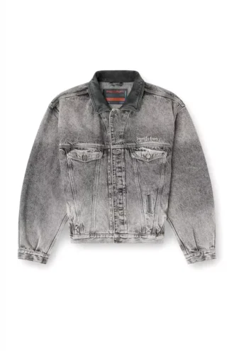 d-denver-s Jachetă trucker din denim cu finisaje din piele în tonuri asortate