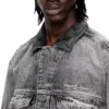 d-denver-s Jachetă trucker din denim cu finisaje din piele în tonuri asortate