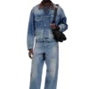 d-denver-s1 Jachetă trucker din denim cu borduri din piele contrastante