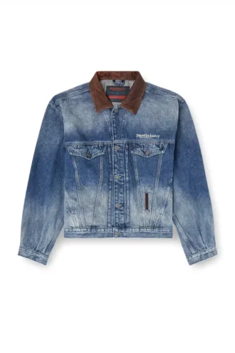 d-denver-s1 Jachetă trucker din denim cu borduri din piele contrastante