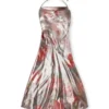 d-ebra Rochie midi metalică cu imprimeu de trandafiri d-ebra Rochie midi metalică cu imprimeu de trandafiri