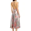 d-ebra Rochie midi metalică cu imprimeu de trandafiri d-ebra Rochie midi metalică cu imprimeu de trandafiri