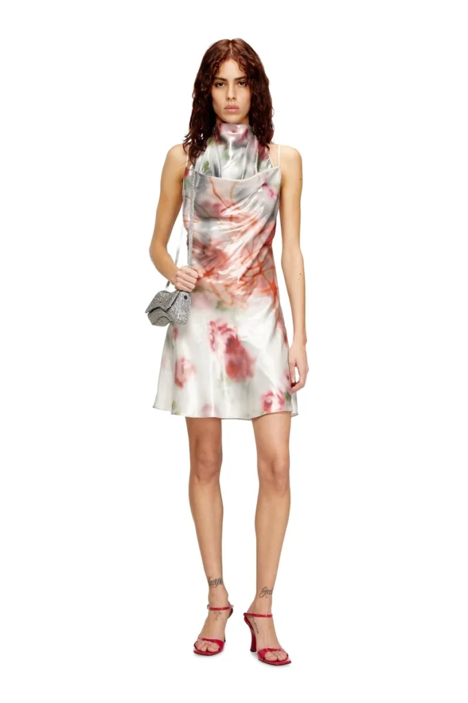 d-ebra-short Rochie scurtă metalică cu imprimeu roz estompat d-ebra-short Rochie scurtă metalică cu imprimeu roz estompat