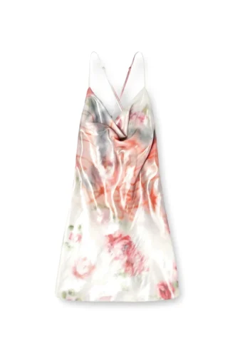 d-ebra-short Rochie scurtă metalică cu imprimeu roz estompat