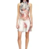 d-ebra-short Rochie scurtă metalică cu imprimeu roz estompat d-ebra-short Rochie scurtă metalică cu imprimeu roz estompat