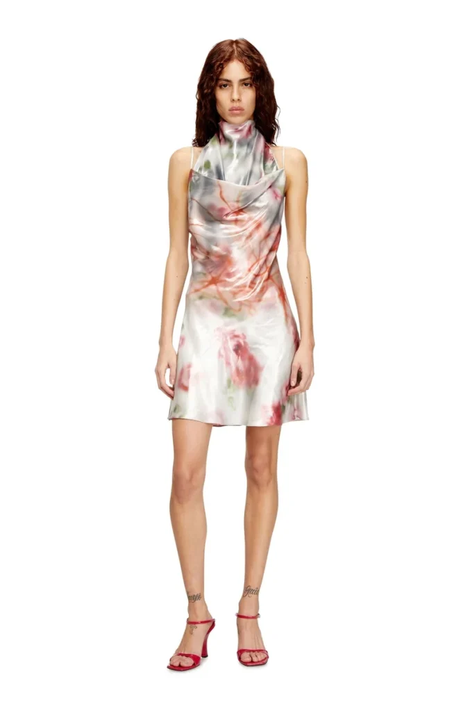 d-ebra-short Rochie scurtă metalică cu imprimeu roz estompat d-ebra-short Rochie scurtă metalică cu imprimeu roz estompat
