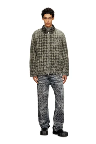 d-elmo-fsh Jachetă din denim cu țesătură în model pied-de-poule