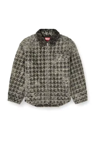 d-elmo-fsh Jachetă din denim cu țesătură în model pied-de-poule