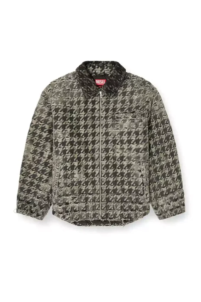 d-elmo-fsh Jachetă din denim cu țesătură în model pied-de-poule