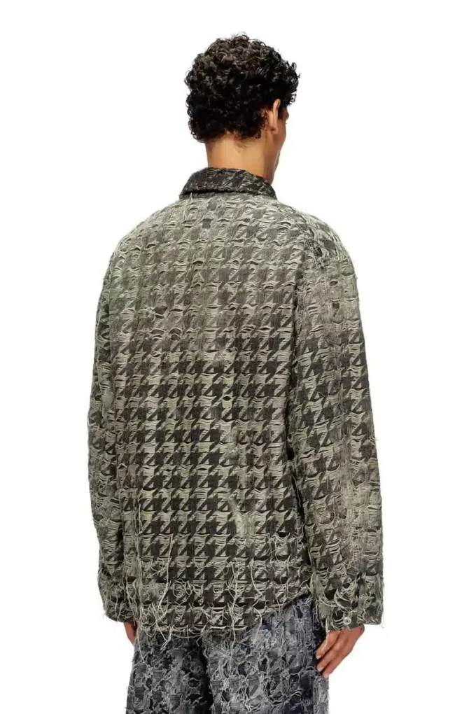 d-elmo-fsh Jachetă din denim cu țesătură în model pied-de-poule
