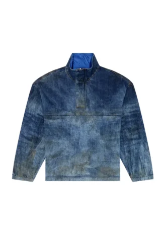 d-flow-fse Jachetă pulover din denim cu efect murdar