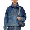 d-flow-fse Jachetă pulover din denim cu efect murdar d-flow-fse Jachetă pulover din denim cu efect murdar