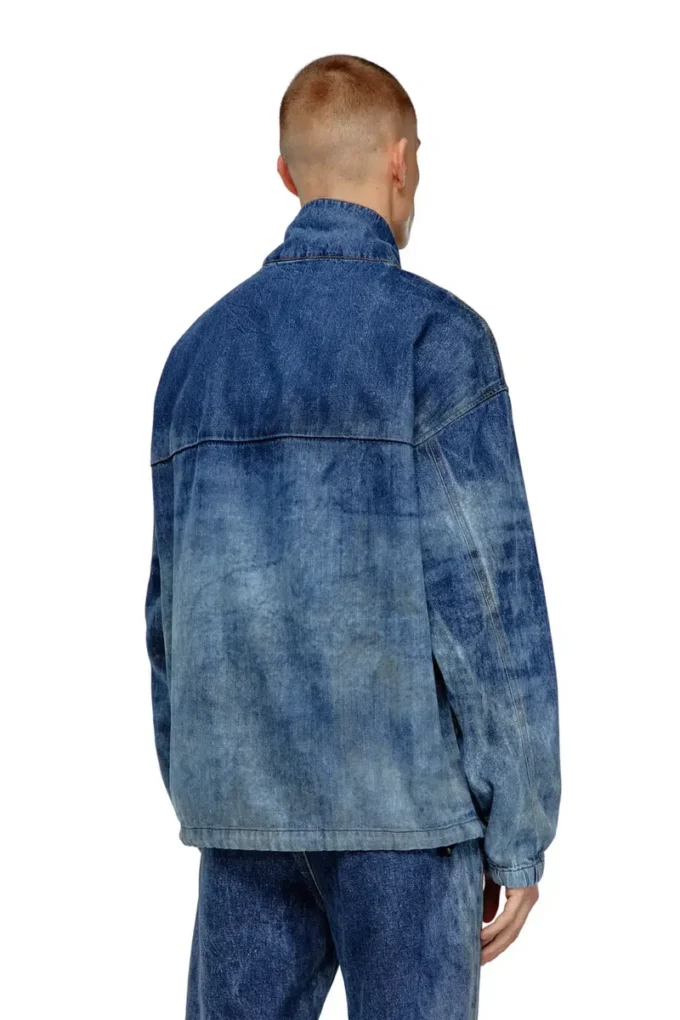d-flow-fse Jachetă pulover din denim cu efect murdar d-flow-fse Jachetă pulover din denim cu efect murdar