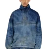 d-flow-fse Jachetă pulover din denim cu efect murdar d-flow-fse Jachetă pulover din denim cu efect murdar