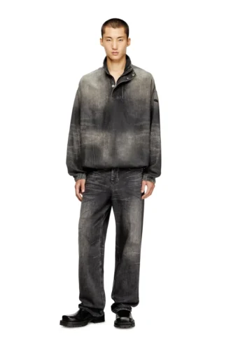 d-flow-s3 Top din denim cu guler înalt