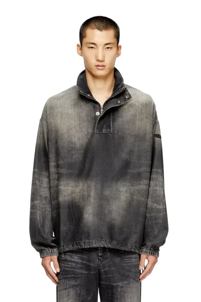d-flow-s3 Top din denim cu guler înalt d-flow-s3 Top din denim cu guler înalt