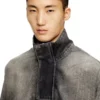 d-flow-s3 Top din denim cu guler înalt d-flow-s3 Top din denim cu guler înalt