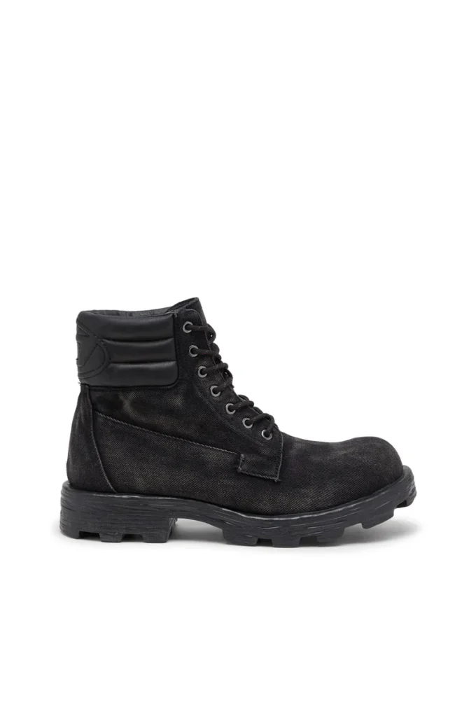 d-hammer cu șireturi D-Hammer – Ghete combat din denim și piele
