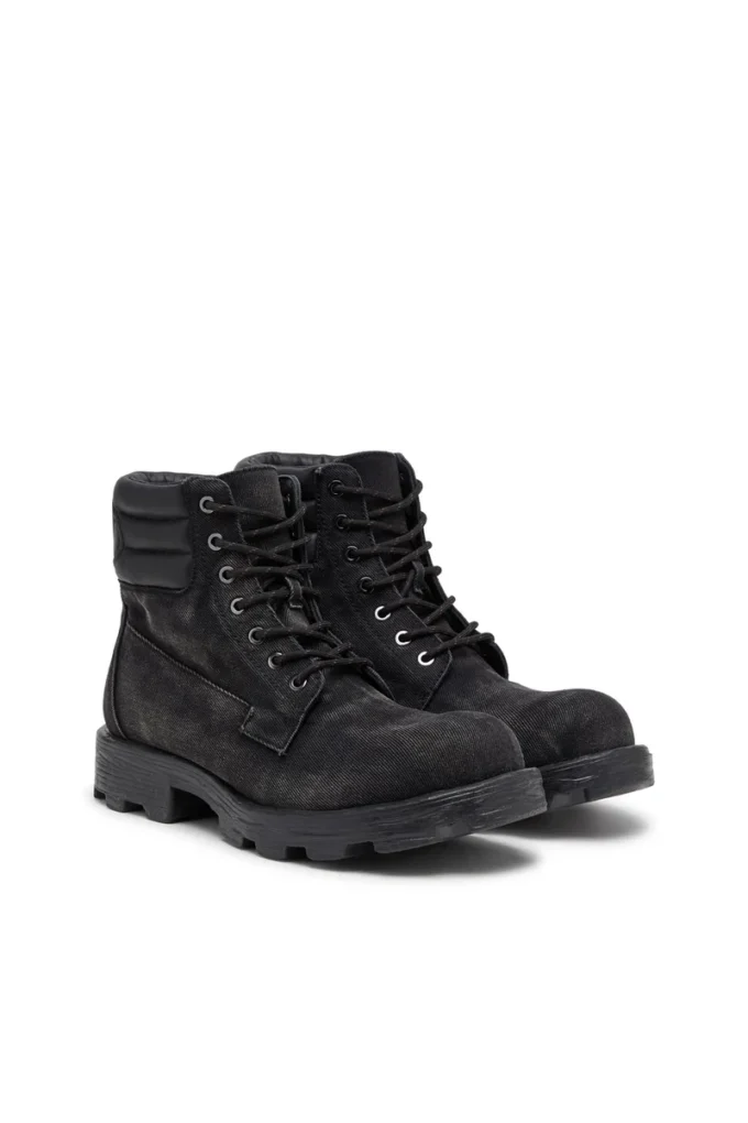 d-hammer cu șireturi D-Hammer – Ghete combat din denim și piele