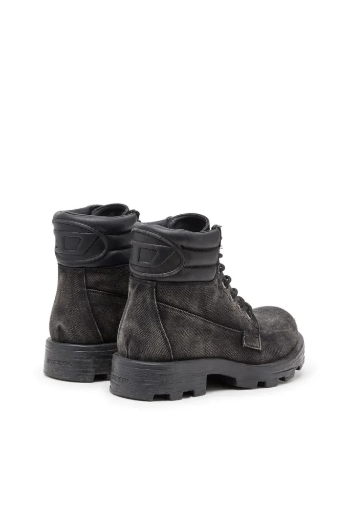 d-hammer cu șireturi d-Hammer-Ghete combat din denim și piele d-hammer cu șireturi d-Hammer-Ghete combat din denim și piele