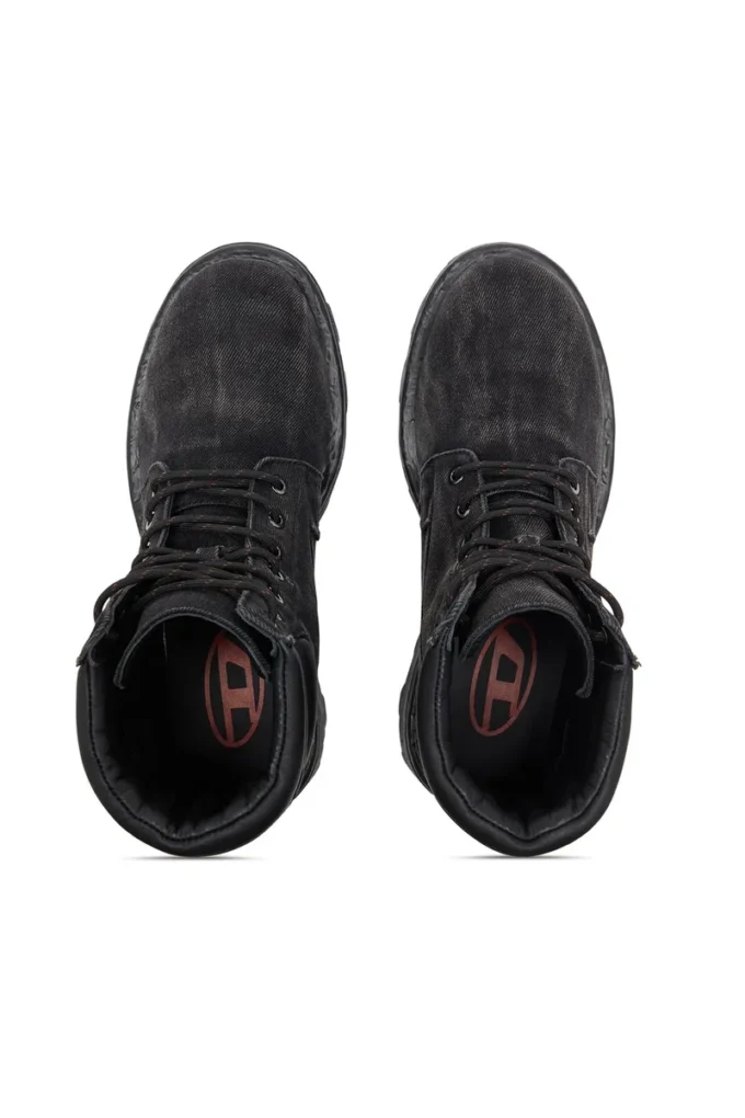 d-hammer cu șireturi D-Hammer – Ghete combat din denim și piele