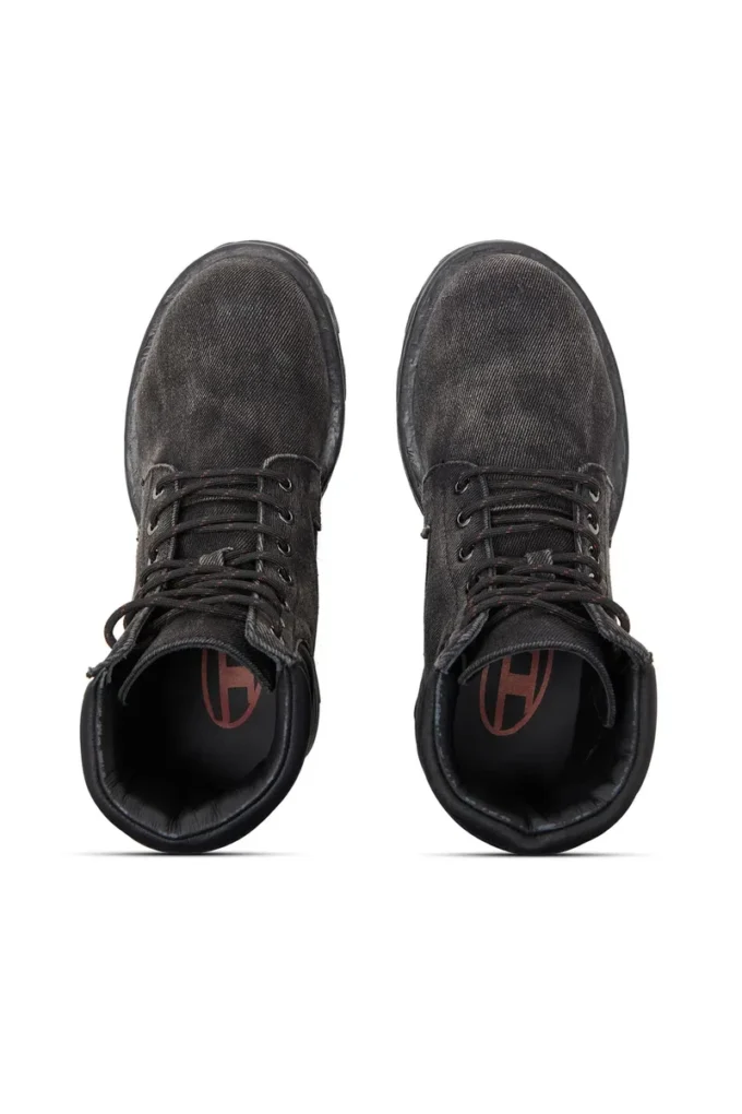 d-hammer cu șireturi d-Hammer-Ghete combat din denim și piele d-hammer cu șireturi d-Hammer-Ghete combat din denim și piele