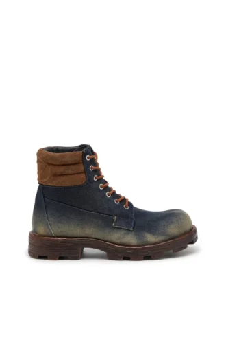 d-hammer lace up Ghete D-Hammer-Combat din denim și piele întoarsă