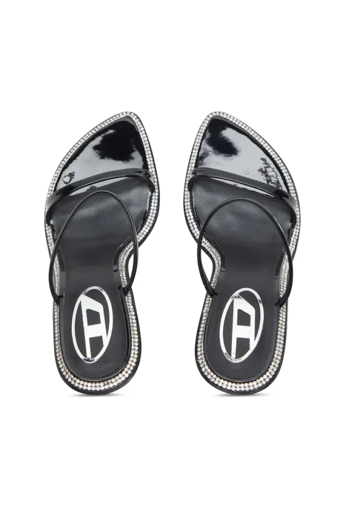 d-havanna sdl D-Havanna-Mule cu bretele din lac cu cristale