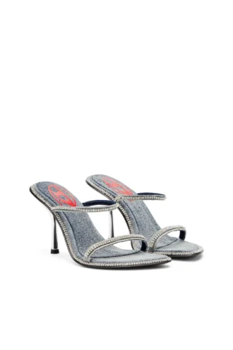 d-havanna sdl D-Havanna-Mule cu toc din denim cu cristale