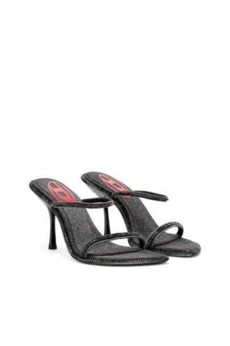 d-havanna sdl D-Havanna-Mule cu toc din denim cu cristale