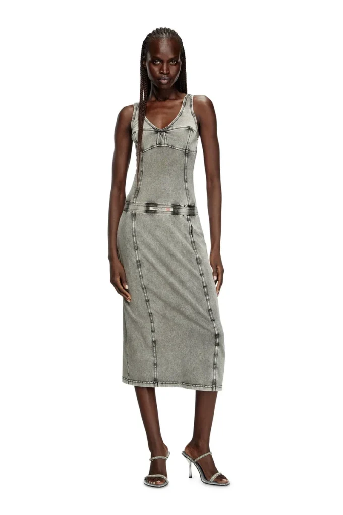 d-inny Rochie midi fără mâneci cu efect denim d-inny Rochie midi fără mâneci cu efect denim