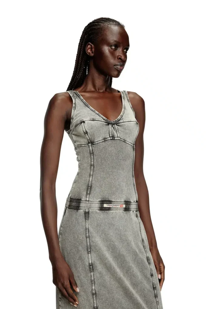 d-inny Rochie midi fără mâneci cu efect denim d-inny Rochie midi fără mâneci cu efect denim
