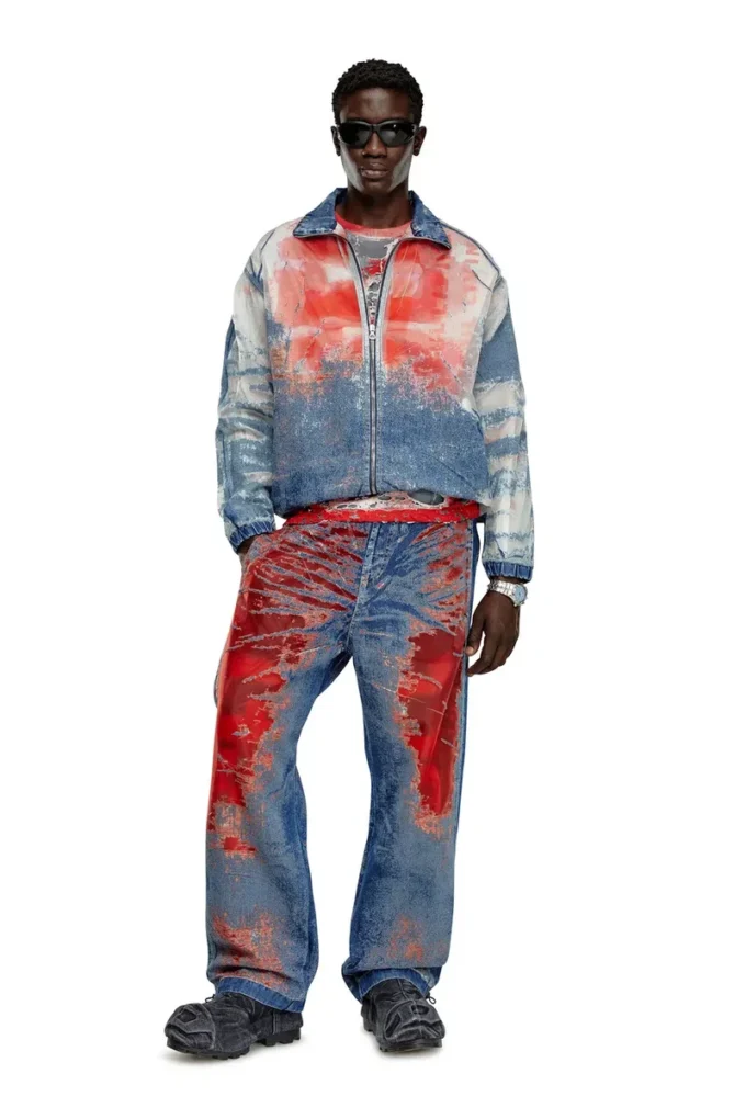 d-krap-fse Jachetă din denim devoré cu logo d-krap-fse Jachetă din denim devoré cu logo