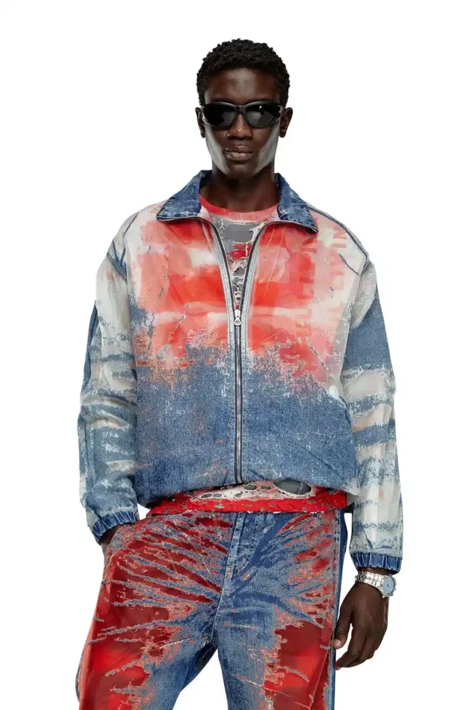d-krap-fse Jachetă din denim devoré cu logo d-krap-fse Jachetă din denim devoré cu logo