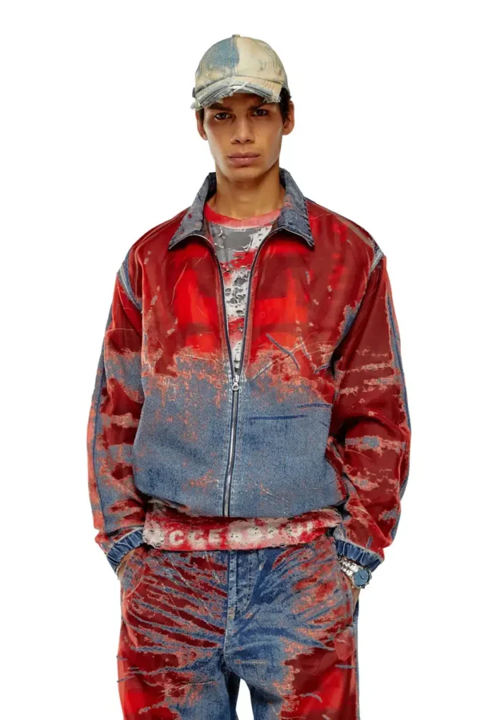 d-krap-fse Jachetă din denim devoré cu logo d-krap-fse Jachetă din denim devoré cu logo