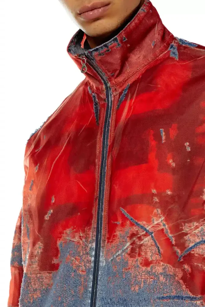 d-krap-fse Jachetă din denim devoré cu logo d-krap-fse Jachetă din denim devoré cu logo