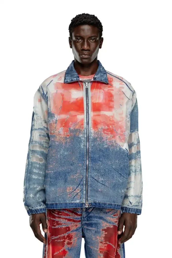 d-krap-fse Jachetă din denim devoré cu logo d-krap-fse Jachetă din denim devoré cu logo
