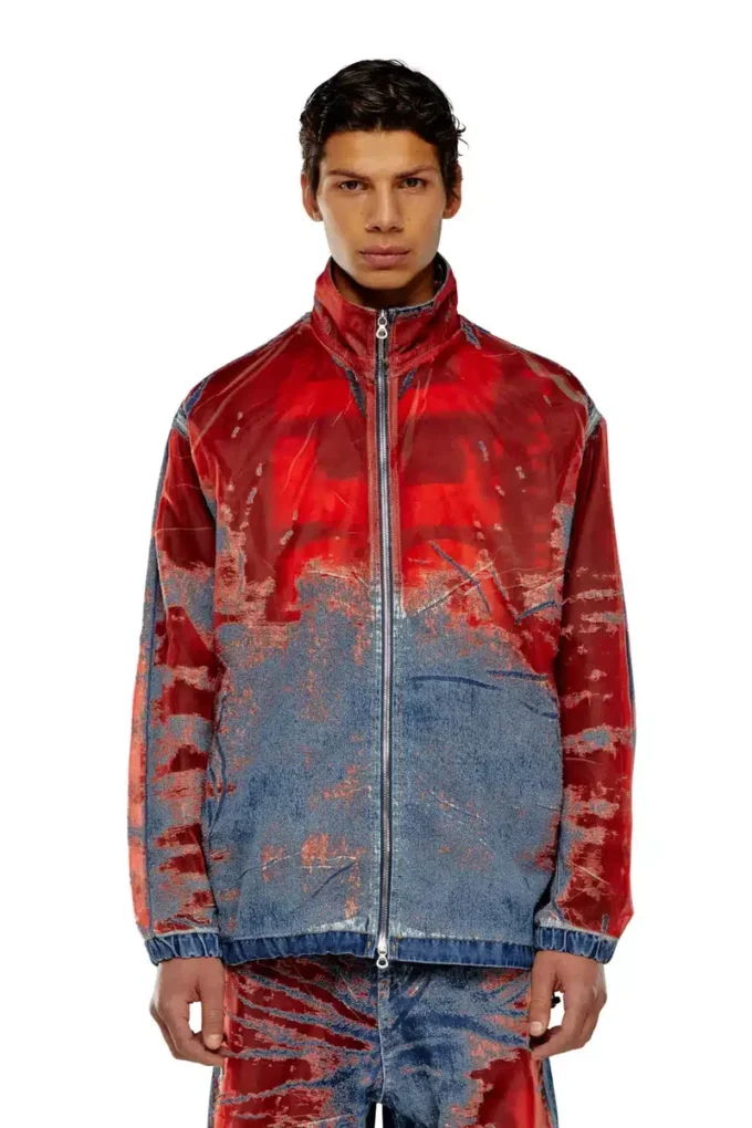 d-krap-fse Jachetă din denim devoré cu logo d-krap-fse Jachetă din denim devoré cu logo