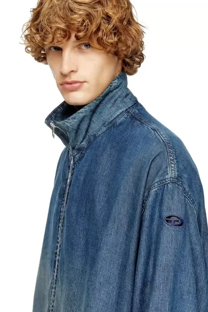 d-krap-s6 Jachetă cu fermoar din denim fluid d-krap-s6 Jachetă cu fermoar din denim fluid