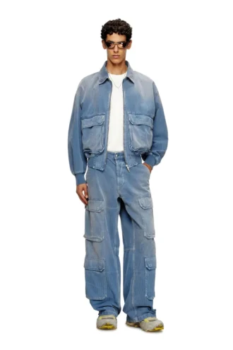 d-kurz Jachetă din denim colorat în model herringbone