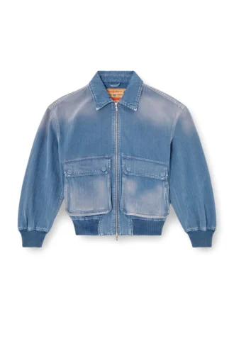 d-kurz Jachetă din denim colorat în model herringbone