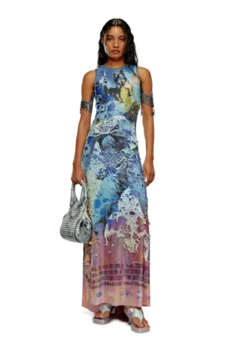 d-leele Rochie din tricou distrus cu imprimeu poster