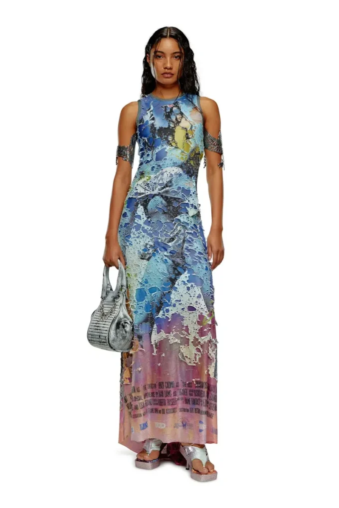 d-leele Rochie din tricou distrus cu imprimeu poster d-leele Rochie din tricou distrus cu imprimeu poster