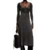 d-ley Rochie midi din jersey cu nervuri decolorate d-ley Rochie midi din jersey cu nervuri decolorate