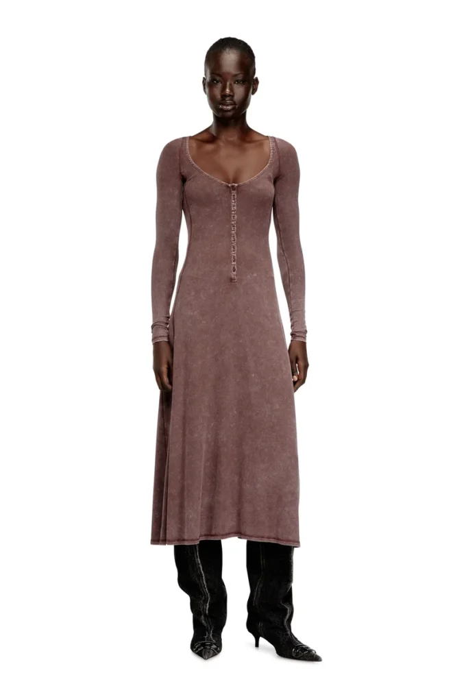 d-ley Rochie midi din jersey cu nervuri decolorate d-ley Rochie midi din jersey cu nervuri decolorate