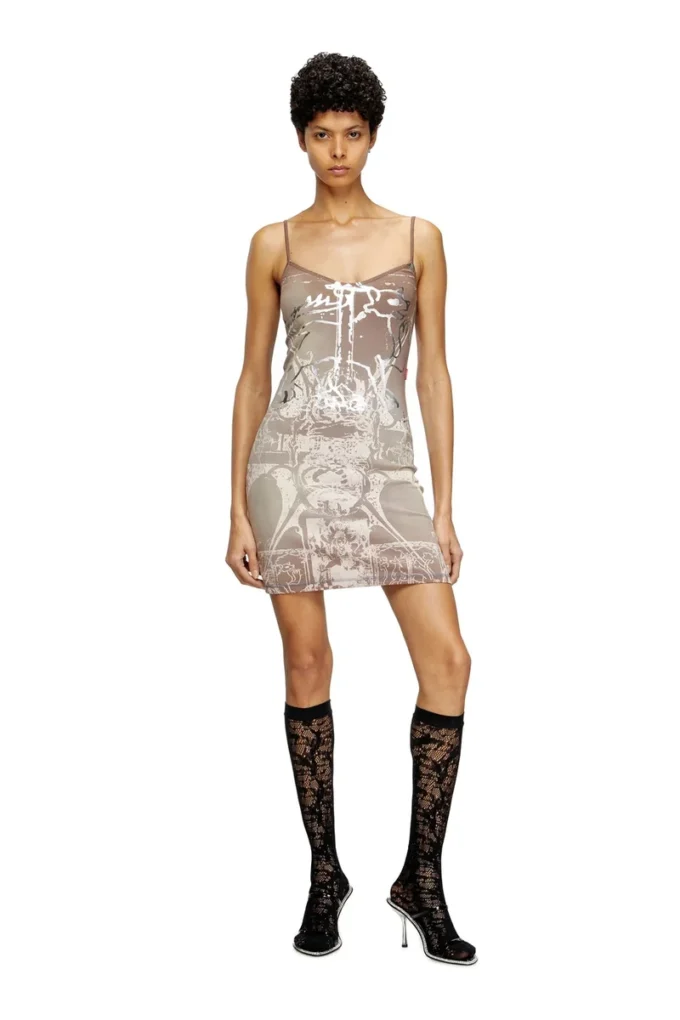d-longy Rochie mini cu imprimeu folie d-longy Rochie mini cu imprimeu folie
