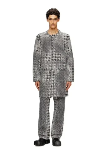d-lot-fsh Palton din denim jacquard Prince of Wales