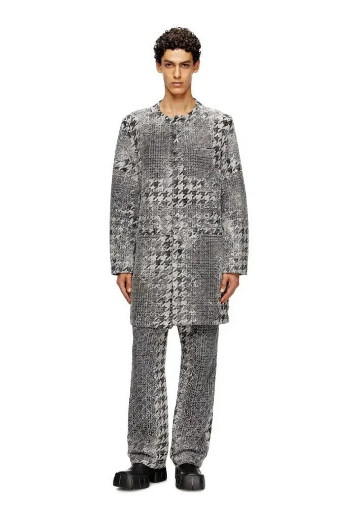 d-lot-fsh Palton din denim jacquard Prince of Wales d-lot-fsh Palton din denim jacquard Prince of Wales