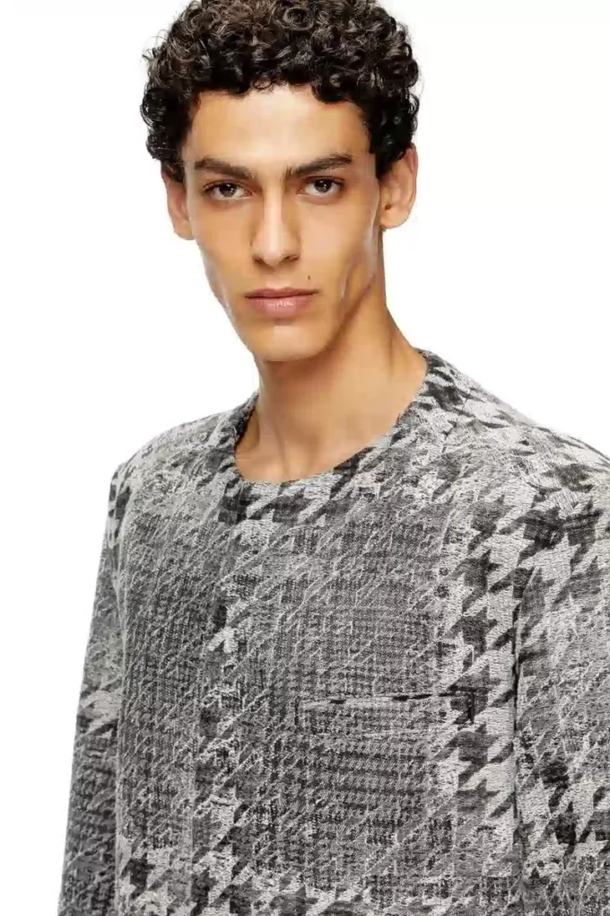 d-lot-fsh Palton din denim jacquard Prince of Wales d-lot-fsh Palton din denim jacquard Prince of Wales